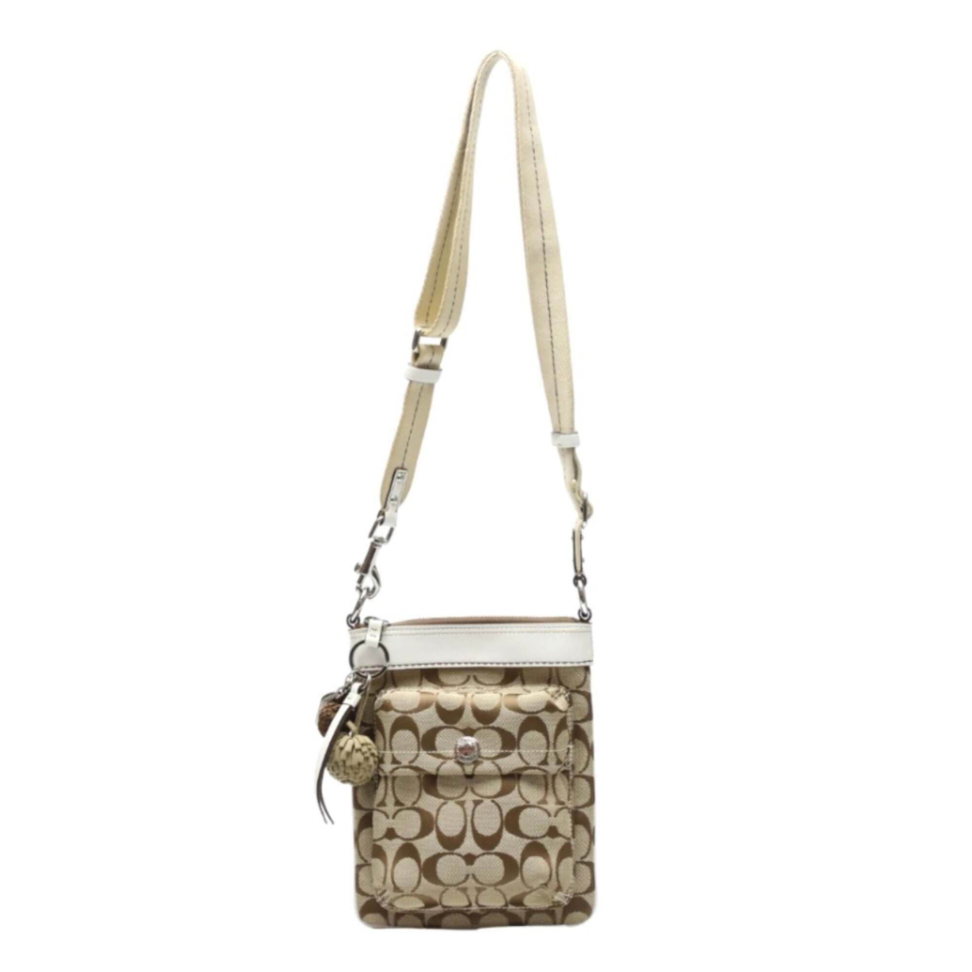 Coach Signature Swing Canvas Shoulder Bag, 7082, Khaki And White